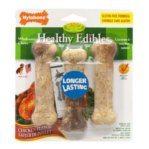 Nylabone Healthy Edibles AllNatural Long Lasting Chicken Flavor Dog Chew Treats 3 Count, Chicken, 1ea/SMall/Regular