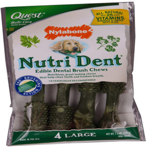Nylabone Nutri Dent Simple Natural Dental Fresh Breath Flavored Chew Treats Large, 4 Ct