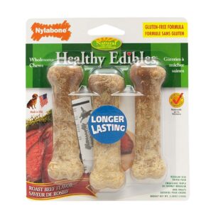 Nylabone Healthy Edibles AllNatural Long Lasting Roast Beef Flavor Chew Treats 3 Count, Roast Beef, 1ea/SMall/Regular