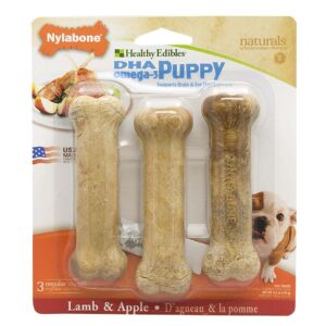 Nylabone Healthy Edibles Puppy Natural Long Lasting Dog Chew Treats Lamb  Apple, 1ea/SMall/Regular 3 ct