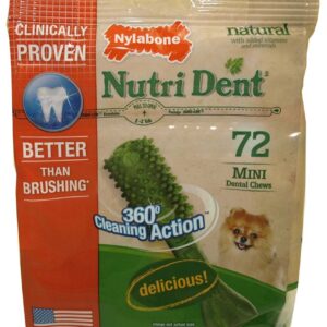 Nylabone Nutri Dent Simple Natural Dental Fresh Breath Flavored Chew Treats Mini, 72 Ct