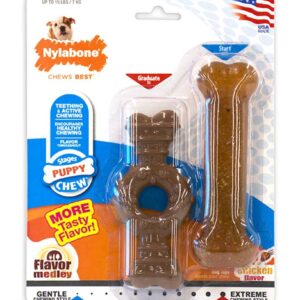 Nylabone Just for Puppies Teething Chew Ring Bone  Toy Flavor Medley  Chicken Flavor, 1ea/XS/Petite 2 ct