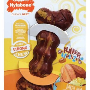 Nylabone Flavor Frenzy Strong Chew Toy Dog Toy Ham and Cheesy Potatoes Flavor Medium/Wolf - Up To 35 Lb