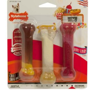 Nylabone Flavor Frenzy Power Chew Triple Pack Chili Cheese Dog, Popcorn  Cherry, 1ea/SMall/Regular 3 ct