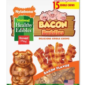 Nylabone Healthy Edibles Bacon Buddies Natural Long Lasting Dog Chew Treats
Bacon, 1ea/SMall/Regular (15 ct)