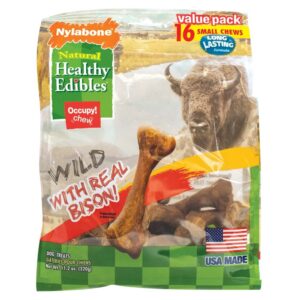 Nylabone Healthy Edibles WILD Natural Long Lasting Bison Flavor Dog Chew Treats Wild Bone, 1ea/SMall/Regular 16 ct