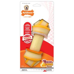 Nylabone Power Chew Rawhide Knot Chew Bone Bacon & Cheese Flavor Large/Giant - Up to 50 lbs.