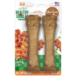 Nylabone Healthy Edibles AllNatural Long Lasting Bacon Flavor Chew Treats 2 Count, Bacon, 1ea/XL/Souper