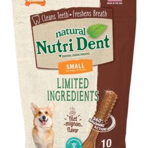 Nylabone Nutri Dent Natural Dental Filet Mignon Flavored Chew Treats 10 Count Small - Up To 15 Ibs.