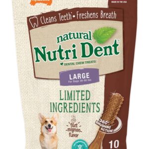 Nylabone Nutri Dent Natural Dental Filet Mignon Flavored Chew Treats 10 Count Large - Up To 50 Lb