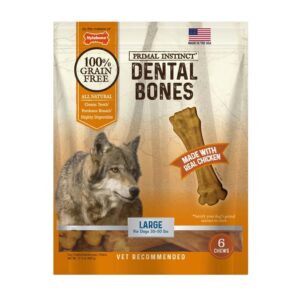 Nylabone Primal Instinct Chicken Dog Dental Chews 6 Count Giant - Up To 50 Lb