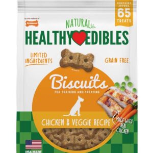 Nylabone Healthy Edibles Biscuits Grain Free Dog Treats Chicken  Veggie, 1ea/12 oz