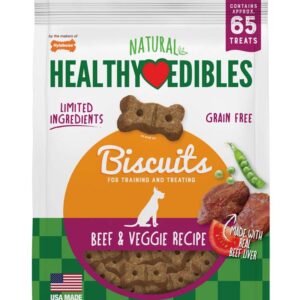 Nylabone Healthy Edibles Biscuits Grain Free Dog Treats Beef  Veggie, 1ea/12 oz