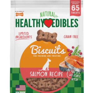 Nylabone Healthy Edibles Biscuits Grain Free Dog Treats Salmon, 1ea/12 oz