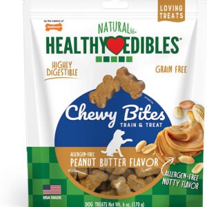 Nylabone Healthy Edibles Chewy Bites Dog Training Treats Peanut Butter, 1ea/6 oz