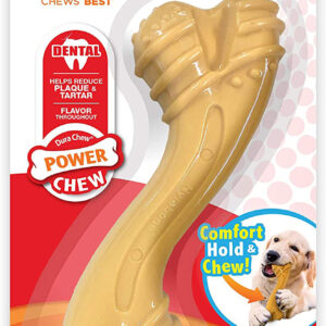 Nylabone Power Chew Curvy Dental Chew Toy for Dogs Peanut Butter Flavor, 1ea/Large/Giant  Up To 50 lb