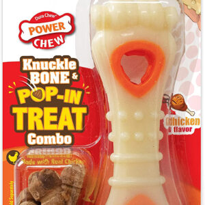 Nylabone Power Chew Knuckle Bone  PopIn Treat Dog Toy Combo Knuckle, Chicken, 1ea/Medium/Wolf 1 ct