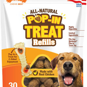 Nylabone PopIn Dog Treat Refills for Treat Toy Combo Treat Refill, Chicken, 1ea/Medium/Wolf 30 ct