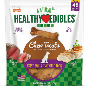 Nylabone Healthy Edibles AllNatural Long Lasting Roast Beef and Chicken Flavor Chew Treats 48 Count, Roast Beef  Chicken, 1ea/XS/Petite