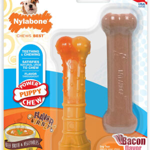 Nylabone Puppy Power Tough Puppy Chew Toys Twin Pack 1ea