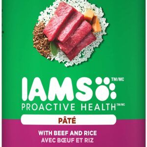 IAMS Proactive Health PatÃ© Adult Wet Dog Food Pate w/Beef & Rice,13.2oz. (Case of 12)
