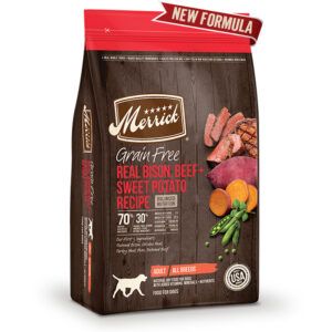 Merrick Grain Free Real Bison Beef and Sweet Potato Recipe 10 Lb