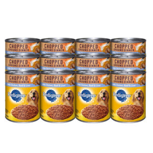 Pedigree Chopped Ground Dinner Chicken, Beef and Liver Canned Dog Food 12Ea/13.2 Oz
