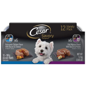 Cesar Savory Delights Variety Rotisserie Chicken and Filet Mignon Dog Food 2Ea/3.5 Oz, 12 Pk
