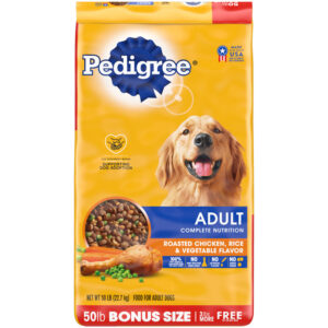 Pedigree Complete Nutrition Adult Dry Dog Food Roasted Chicken, Rice Vegetable 50 Lb
