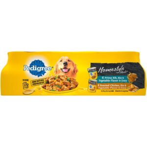 Pedigree Homestyle Meals Prime Rib Flavor and Hearty Chicken Flavor Dog Food 13.2 oz 12 Pack