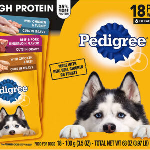 Pedigree High Protein Adult Wet Dog Food Pouch Variety Pack, 1ea/3.5 oz, 18 ct