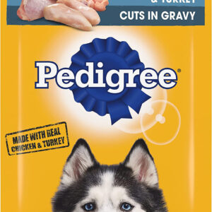 Pedigree High Protein Adult Wet Dog Food Pouch Chicken  Turkey, 16ea/3.5 oz, 16 ct