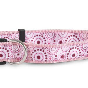 Aspen Ribbon Overlay Adjustable Dog Collar Pink 3/8 in x 14-20 in Medium