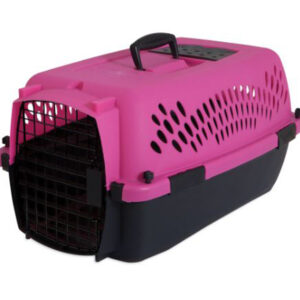 Aspen Fashion Pet Porter Dog Kennel Hard-Sided Dark Pink, Black 23 in