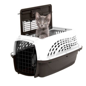 Petmate 2 Door Top Load Dog Kennel Hard-Sided Pearl White, Coffee Grounds 19 in