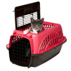 Petmate 2 Door Top Load Dog Kennel Hard-Sided Hot Pink, Black 19 in