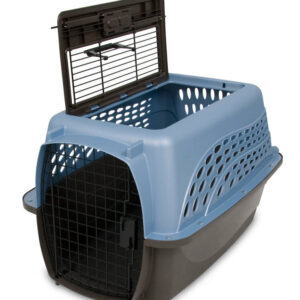 Petmate 2 Door Top Load Dog Kennel Hard-Sided Pearl Ash Blue, Black 24 in