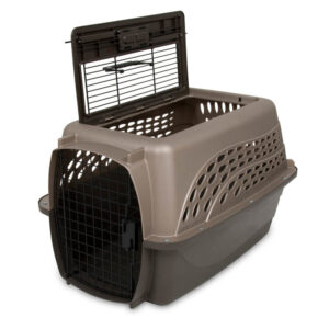 Petmate 2 Door Top Load Dog Kennel Hard-Sided Metallic Pearl Tan, Coffee Grounds 24 in