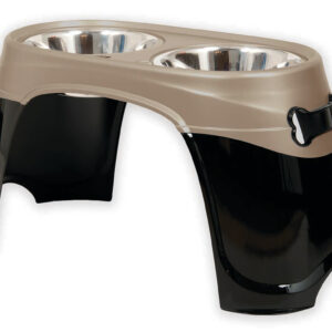 Petmate Easy Reach Diner Feeder Black, Pearl, Tan Extra-Large 14.5 in