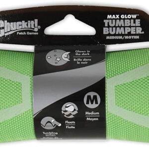 Chuckit! Tumble Bumper Max Glow Dog Toy Green, White Medium