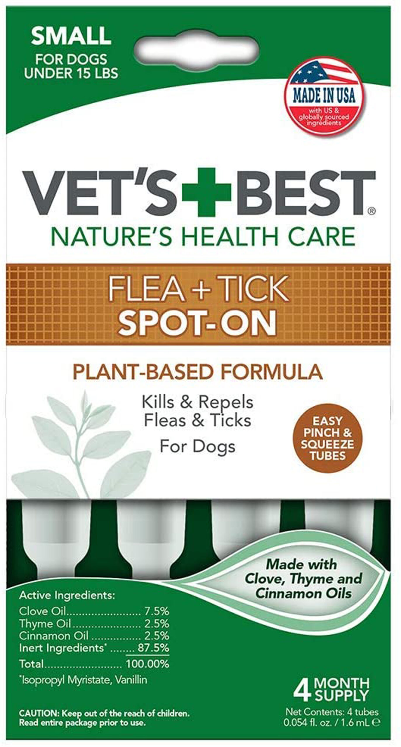 Vet's Best Flea and Tick SpotOn 1.6 ml 4 Count Ryans Pet World