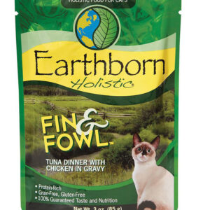 Earthborn Cat Grain-Free Fin & Fowl Tuna Dinner with Chicken in Gravy  Pouch 3oz. (Case of 24)