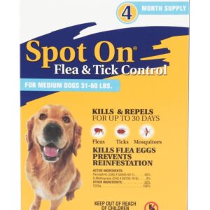 Zodiac Flea and Tick Spot On for Dogs Medium 31-60 Pounds 4 Pack