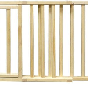 Four Paws Walkover Wood Dog Gate with Door 30-44" W x 18" H