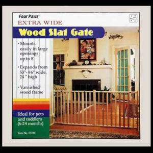Four Paws Extra Wide Epandable Vertical Wood Slat Dog Gate 51-93" W x 24" H