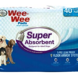 Four Paws Wee-Wee Super Absorbent Pads for Dogs 40 Count Large 24" x 24"