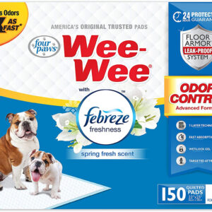 Four Paws Wee-Wee Odor Control with Febreze Freshness Pads 100 Count Standard 22" x 23"