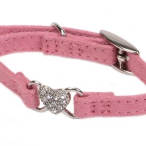 Coastal Lil Pals Suede Jeweled Collar Pink 5/16X8In