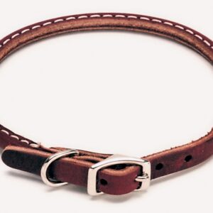 Circle T Latigo Leather Round Dog Collar Brown 3/8 in x 14 in