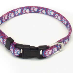 Coastal Lil Pals Adjustable Patterned Collar Light Blue Paw 5/16X8-12In